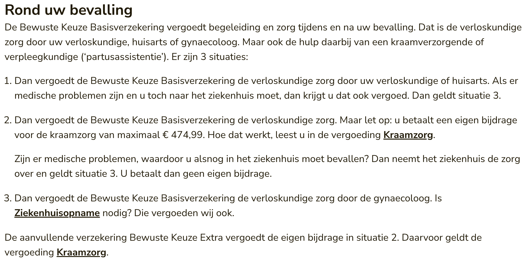Vergoeding rond de bevalling bij ONVZ