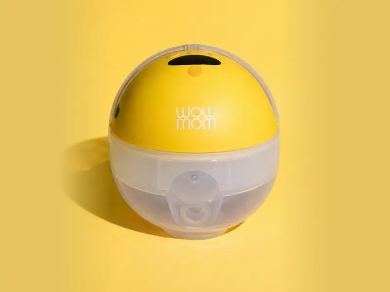 Yellow hands-free breast pump by Wowmom